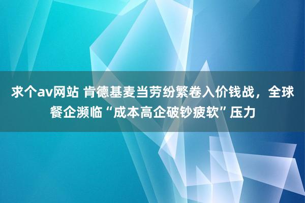 求个av网站 肯德基麦当劳纷繁卷入价钱战，全球餐企濒临“成本高企破钞疲软”压力