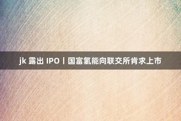 jk 露出 IPO丨国富氢能向联交所肯求上市