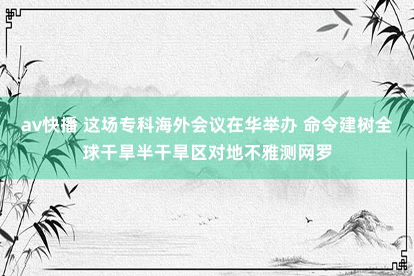 av快播 这场专科海外会议在华举办 命令建树全球干旱半干旱区对地不雅测网罗