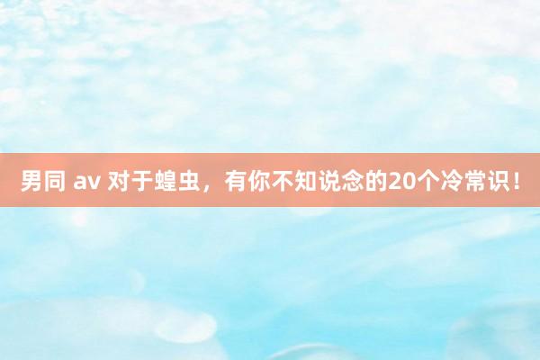 男同 av 对于蝗虫，有你不知说念的20个冷常识！