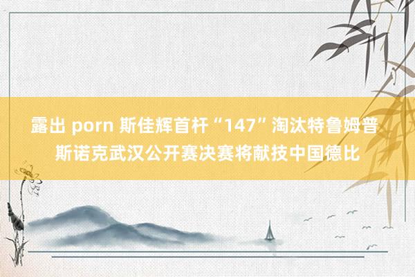 露出 porn 斯佳辉首杆“147”淘汰特鲁姆普 斯诺克武汉公开赛决赛将献技中国德比