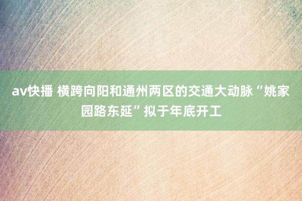 av快播 横跨向阳和通州两区的交通大动脉“姚家园路东延”拟于年底开工