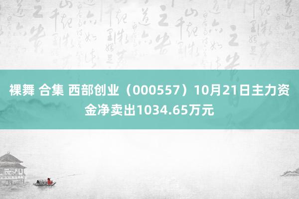 裸舞 合集 西部创业（000557）10月21日主力资金净卖出1034.65万元