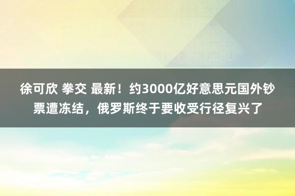 徐可欣 拳交 最新！约3000亿好意思元国外钞票遭冻结，俄罗斯终于要收受行径复兴了