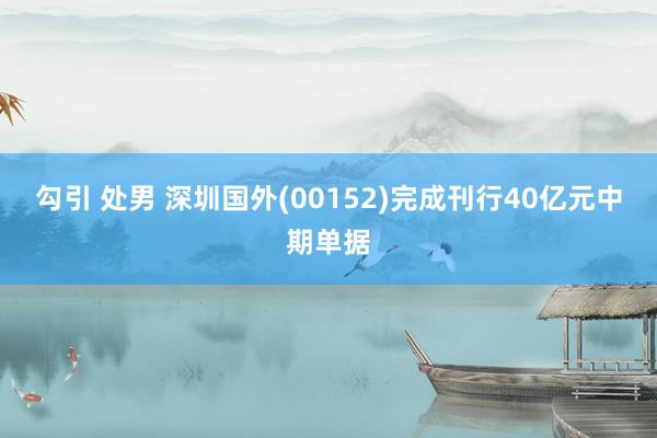 勾引 处男 深圳国外(00152)完成刊行40亿元中期单据