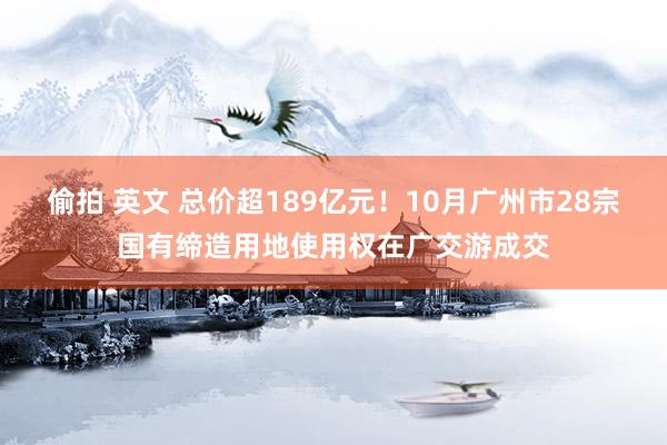 偷拍 英文 总价超189亿元！10月广州市28宗国有缔造用地使用权在广交游成交