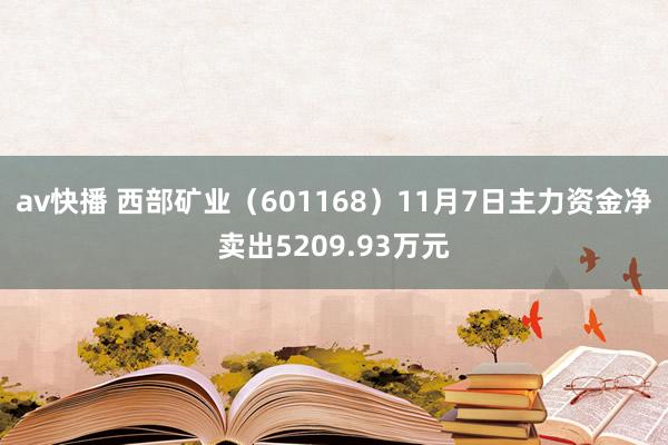 av快播 西部矿业（601168）11月7日主力资金净卖出5209.93万元