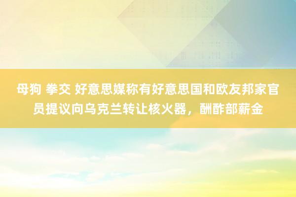 母狗 拳交 好意思媒称有好意思国和欧友邦家官员提议向乌克兰转让核火器，酬酢部薪金