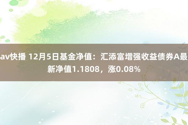 av快播 12月5日基金净值：汇添富增强收益债券A最新净值1.1808，涨0.08%