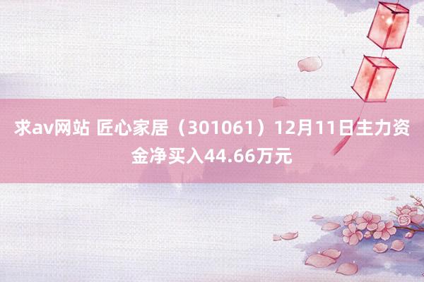 求av网站 匠心家居（301061）12月11日主力资金净买入44.66万元