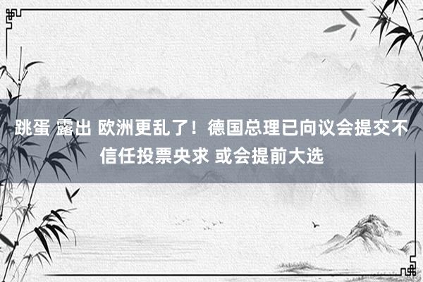 跳蛋 露出 欧洲更乱了！德国总理已向议会提交不信任投票央求 或会提前大选