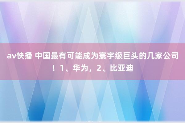 av快播 中国最有可能成为寰宇级巨头的几家公司！1、华为，2、比亚迪