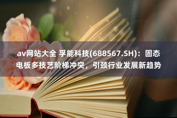 av网站大全 孚能科技(688567.SH)：固态电板多技艺阶梯冲突，引颈行业发展新趋势