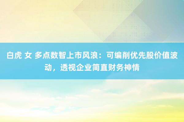 白虎 女 多点数智上市风浪：可编削优先股价值波动，透视企业简直财务神情