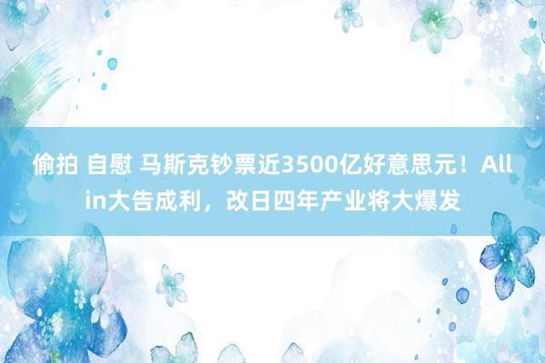 偷拍 自慰 马斯克钞票近3500亿好意思元！Allin大告成利，改日四年产业将大爆发