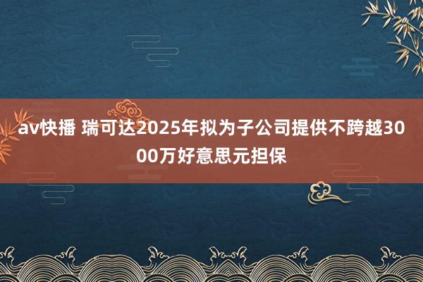 av快播 瑞可达2025年拟为子公司提供不跨越3000万好意思元担保